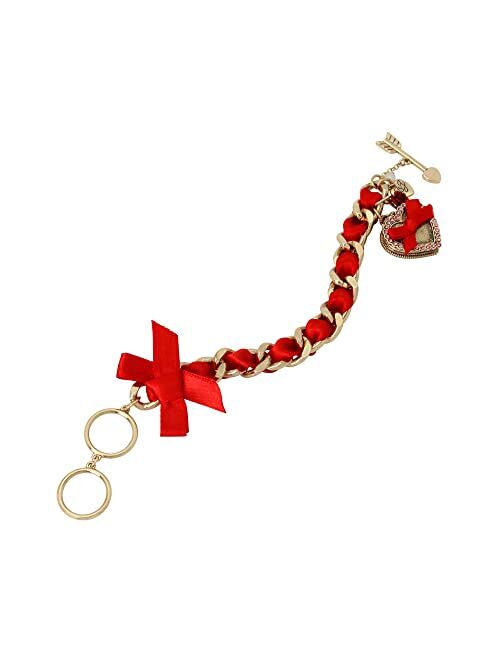 Betsey Johnson Candy Heart Box Charm Bracelet RED, 374214GLD600