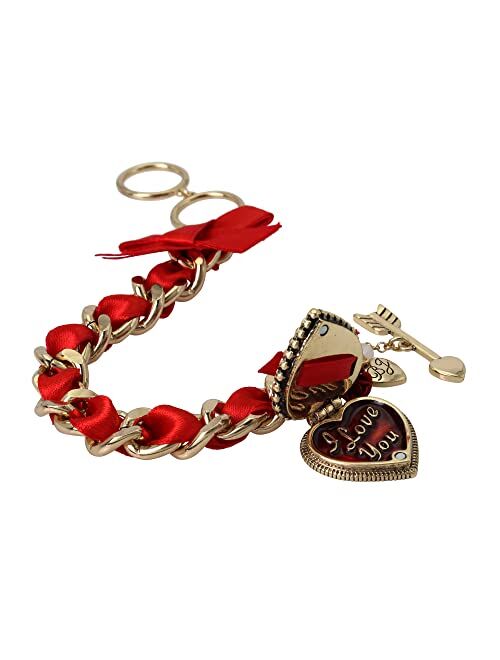 Betsey Johnson Candy Heart Box Charm Bracelet RED, 374214GLD600