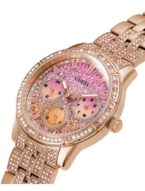 GUESS Women's Glitz Rose Gold-Tone Stainless Steel Bracelet Watch 40mm
