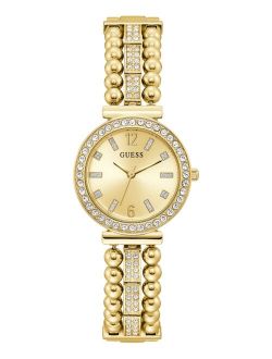 Women's Crystal Beaded Gold-Tone Stainless Steel Bracelet Watch 30mm