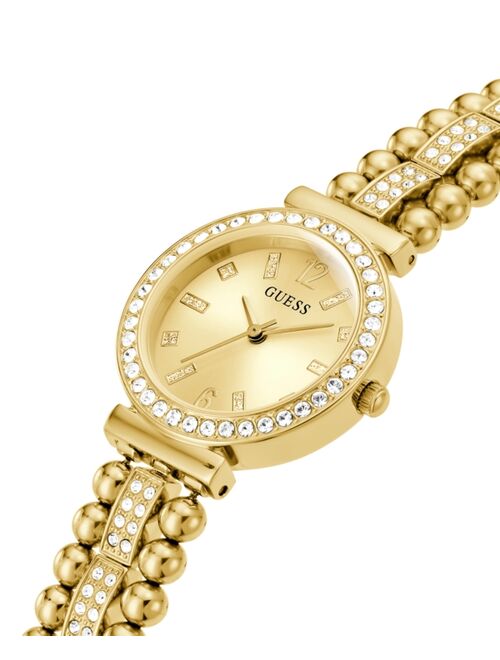 GUESS Women's Crystal Beaded Gold-Tone Stainless Steel Bracelet Watch 30mm