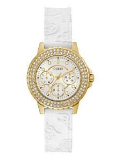 Women's White Embossed Silicone Strap Watch 36mm