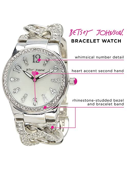 BETSEY JOHNSON Women's Watch - Curb Chain Bracelet Wristwatch, 3 Hand Quartz Movement: BJW014M1