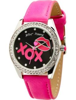 Women's Watch - Vegan Leather Strap Rhinestone Studded Wristwatch, Quartz Movement: BJW049