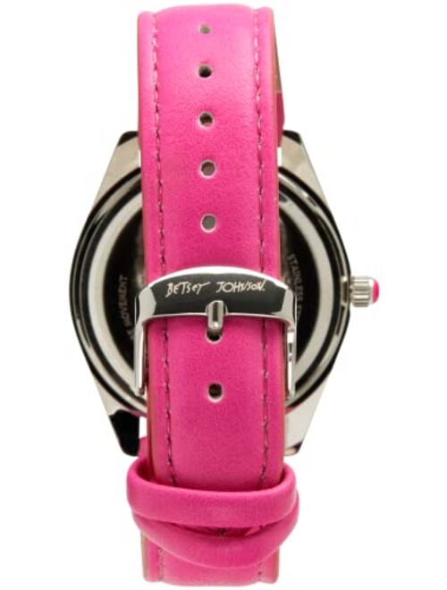 BETSEY JOHNSON Women's Watch - Vegan Leather Strap Rhinestone Studded Wristwatch, Quartz Movement: BJW049
