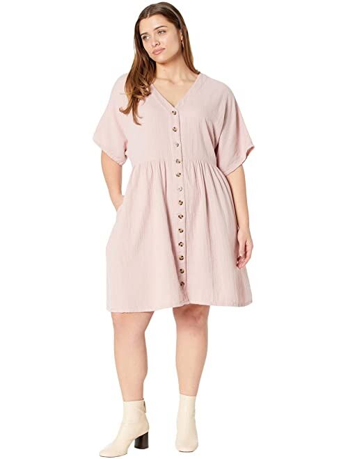 Madewell Plus Size Lightspun Button-Front Mini Dress