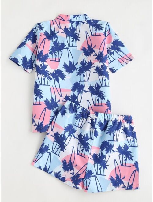 Shein Boys Palm Tree Print Beach Swimsuit