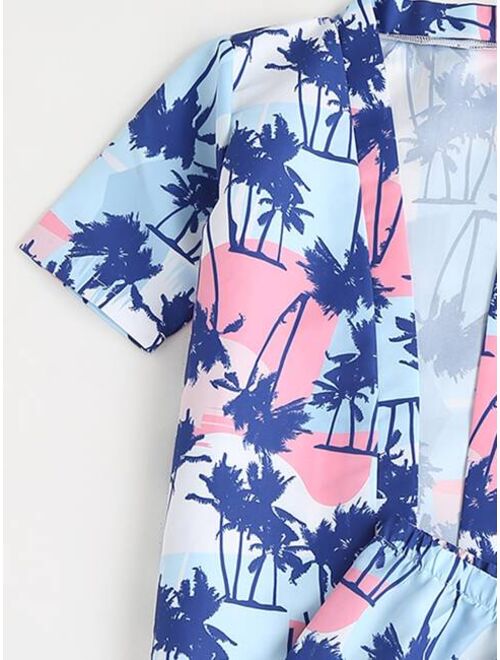 Shein Boys Palm Tree Print Beach Swimsuit