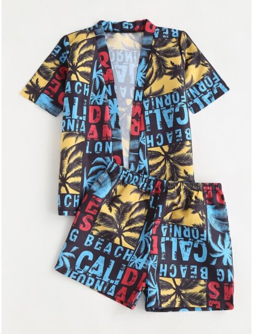 Shein Boys Allover Print Beach Swimsuit