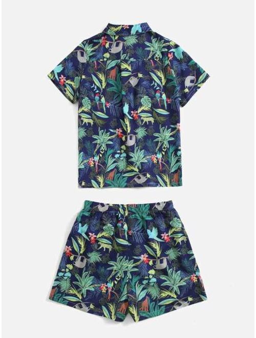 Shein Boys Tropical Print Beach Swimsuit