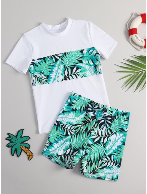 Shein Boys Tropical Print Beach Swimsuit