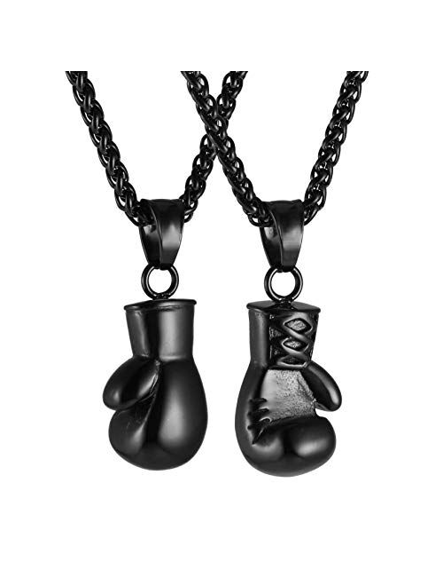 HZMAN Men Women Punk Stainless Steel Boxing Glove Chain Pendant Necklace