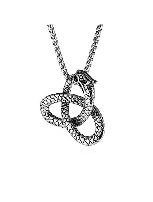 HZMAN Snake Pendant Irish Triquetra Celtic Trinity Knot Pendant Necklaces for Men