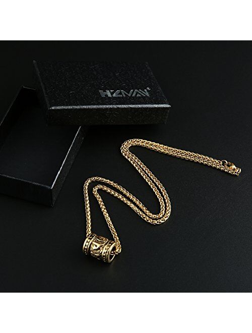 HZMAN Tibetan Zen Buddhist Meditation Yoga Bohemian Stainless Steel Jewelry Pendant Necklace