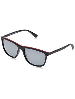 Sunglasses Black Frame, Light Grey Black Mirror Lenses, 57MM