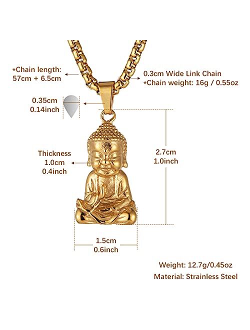 HZMAN Vintage Stainless Steel Tibetan Amitabha Buddha Pendant Mala Prayer Buddhist Necklace Lucky Amulet