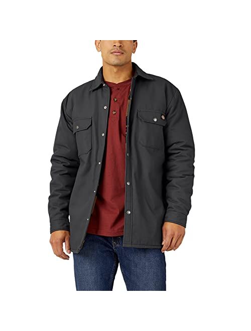 Dickies Men's Flannel Lined Duck Shirt Jacket with Hydroshield