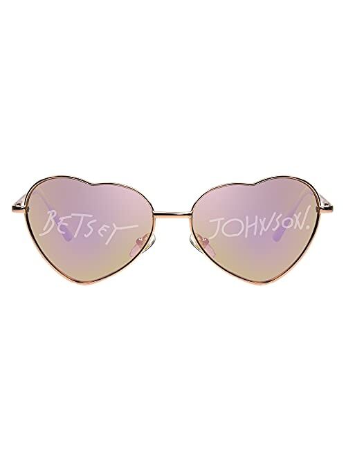 Betsey Johnson Women's Giselle Sunglasses Heart, Pink, 54mm