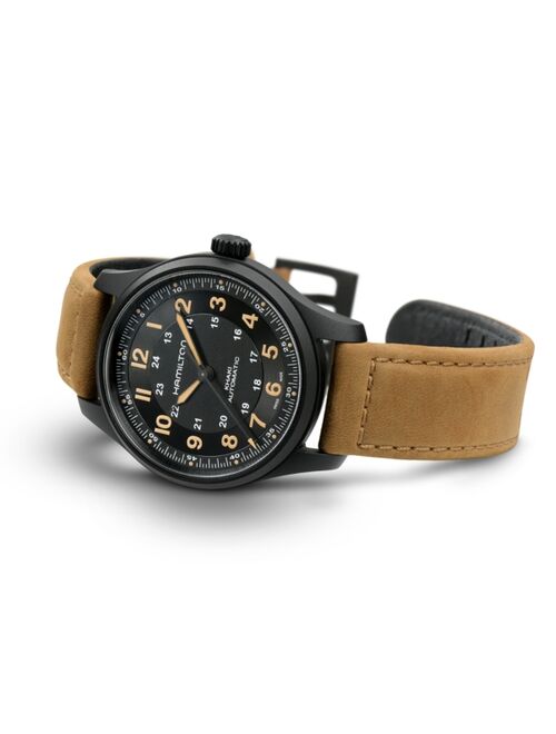 Hamilton Men's Swiss Automatic Khaki Field Brown Leather Strap Watch 42mm