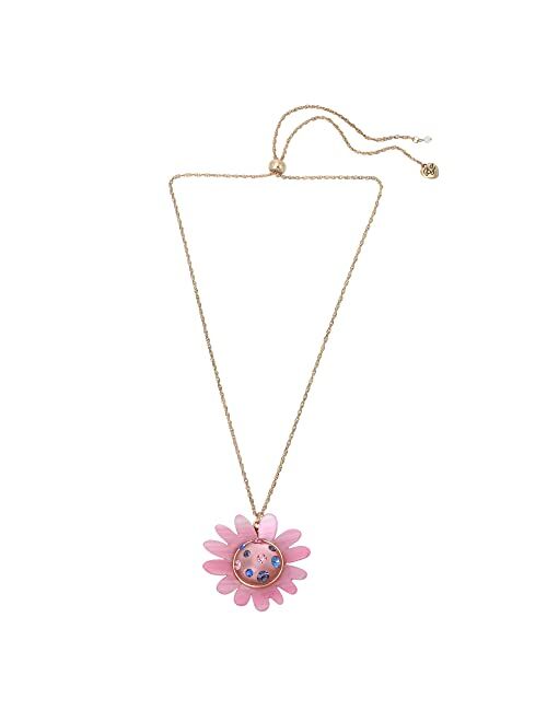 Betsey Johnson Flower Pendant Slider Necklace