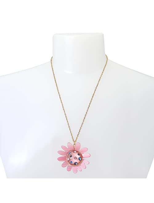 Betsey Johnson Flower Pendant Slider Necklace