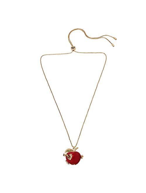 Betsey Johnson Apple Pendant Slider Necklace