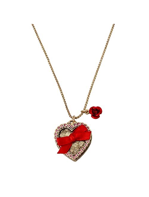 Betsey Johnson Candy Heart Box Pendant Necklace RED, 374233GLD600