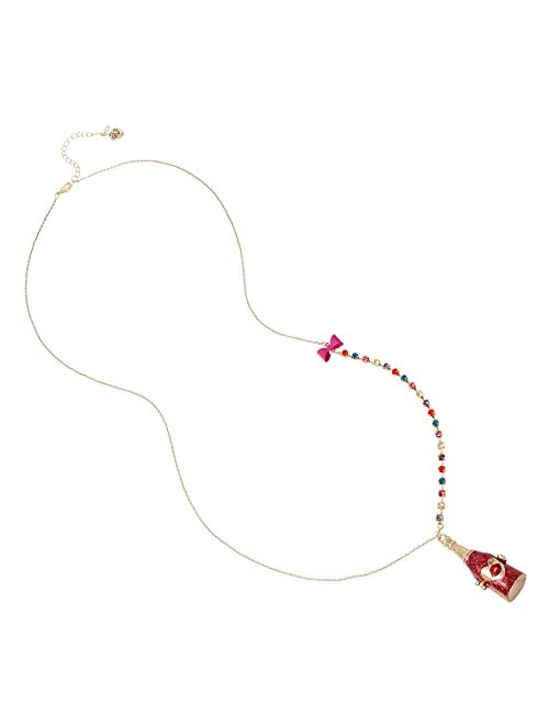 Betsey Johnson Champs Pendant Long Necklace Pink 373753GLD650