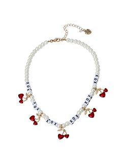 Cherry Heart Frontal Necklace RED, 374227GLD600