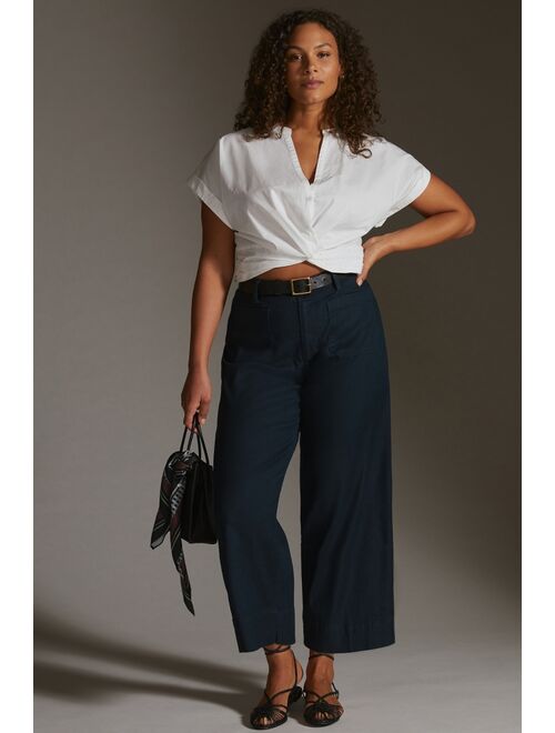 Buy Maeve The Colette Cropped Linen Wide-Leg Pants online | Topofstyle