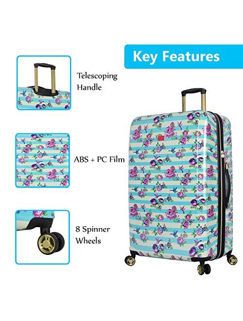 Unknown Betsey Johnson Designer Luggage - Expandable 3 Piece Hardside Lightweight Spinner Suitcase Set - Travel Set includes 20-Inch Carry On, 26 inch & 30-Inch Checked S