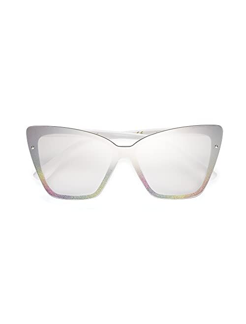 Betsey Johnson Women's Anabella Sunglasses Cateye, White, 146mm