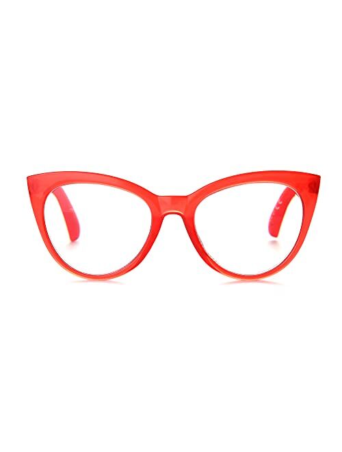 Betsey Johnson Rhett Blue Light Reading Glasses, Shiny Red, 62mm
