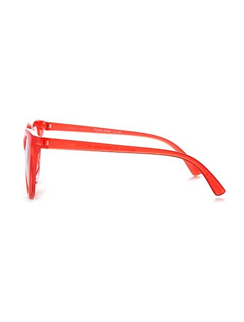 Betsey Johnson Rhett Blue Light Reading Glasses, Shiny Red, 62mm