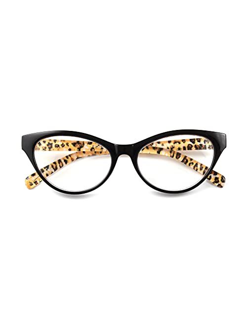 Betsey Johnson Kai Blue Light Reading Glasses, Cheetah, 40mm