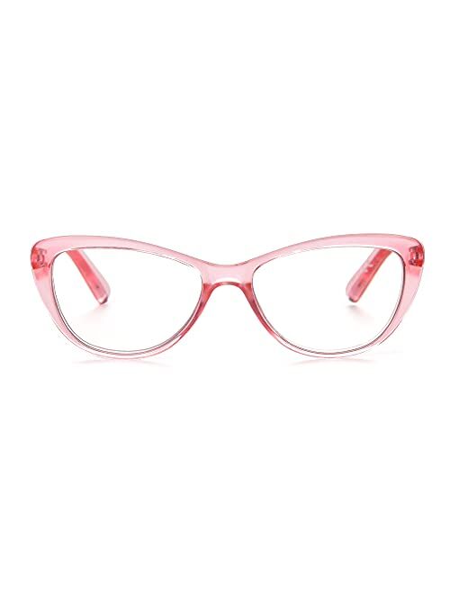 Betsey Johnson Yara Blue Light Reading Glasses, Crystal Pink, 40mm