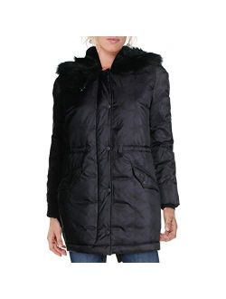 Super Star Printed Winter Duffle Coat with Faux Fur Lined Hood