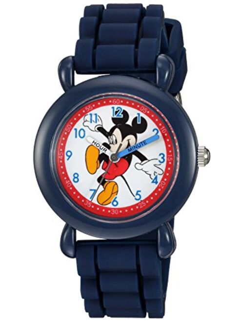 DISNEY Boys' Mickey Mouse Analog-Quartz Watch with Silicone Strap, Blue, 16 (Model: WDS000012)
