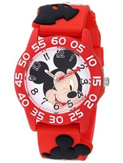 Boys Mickey Mouse Analog-Quartz Watch with Plastic Strap, red, 15.7 (Model: WDS000509)