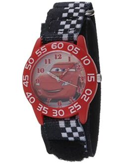 Kids' W001679 Cars Plastic Watch, Black Checkered Nylon Band