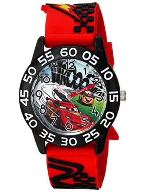 DISNEY Boys' Cars Analog-Quartz Watch with Plastic Strap, red, 16 (Model: WDS000024)