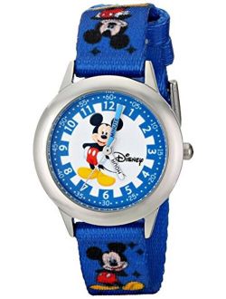 Kids' W000022 "Time Teacher" Stainless Steel Watch with Blue Nylon Band