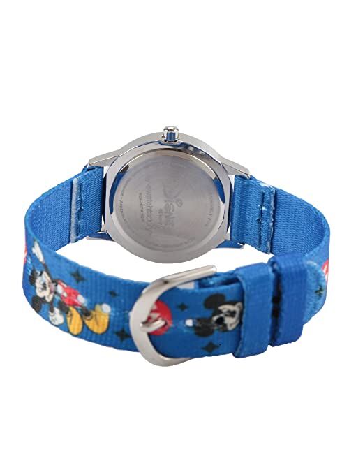 Disney Kids' W000022 "Time Teacher" Stainless Steel Watch with Blue Nylon Band