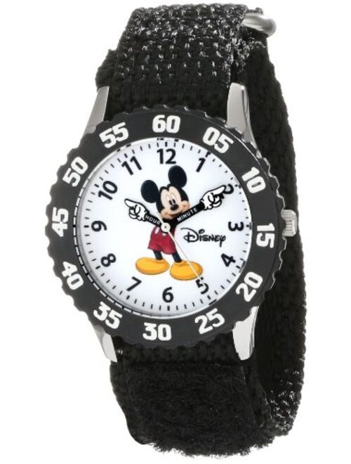 Disney Kids' W000227 Mickey Mouse Stainless Steel Time Teacher Watch with Black Nylon Band
