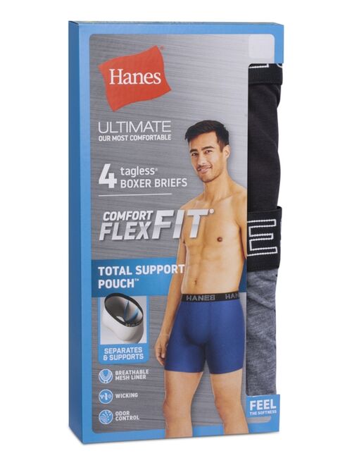 Hanes Men's 4-Pk. Ultimate® Comfort Flex Fit® Ultra Soft Boxer Briefs