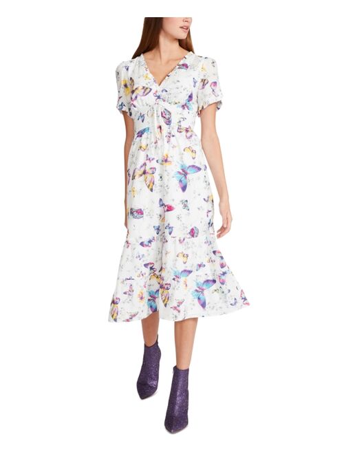 Betsey Johnson Ruffled Printed Midi Dress