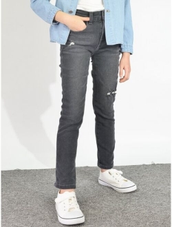 Boys Bleach Wash Ripped Frayed Jeans