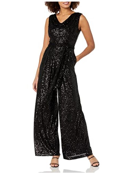 Vince Camuto womens Cowl Neck Sequin Jumpsuit