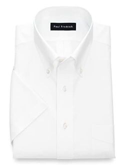 Paul Fredrick Men's Non-Iron Cotton Button Down Collar Short Sleeve Dress Shirt