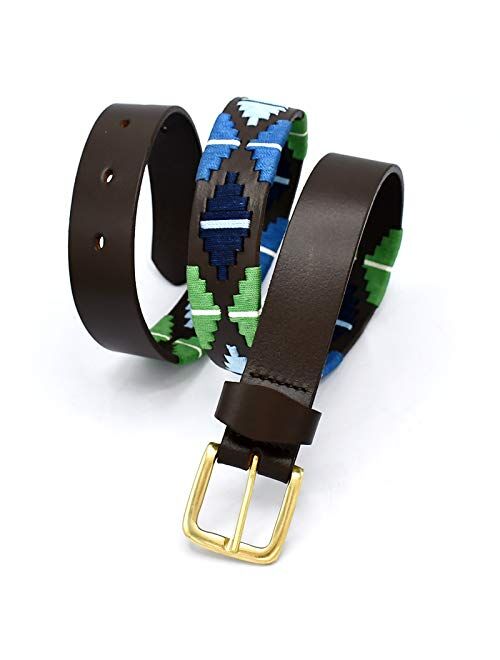 AAProTools Polo Belt Hand-Stitched leather belt Blue, Sky Blue, Green Color 38" BLT-05